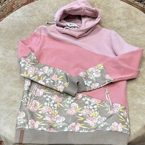 AMPERSAND AVE Pink and Khaki Floral Cowl Neck Sweater